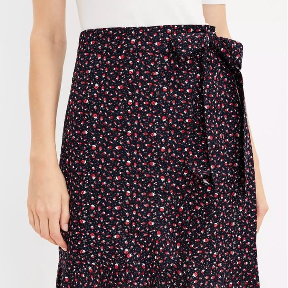 LOFT Ladybug Print Ruffled Wrap Skirt - Picture 2 of 3
